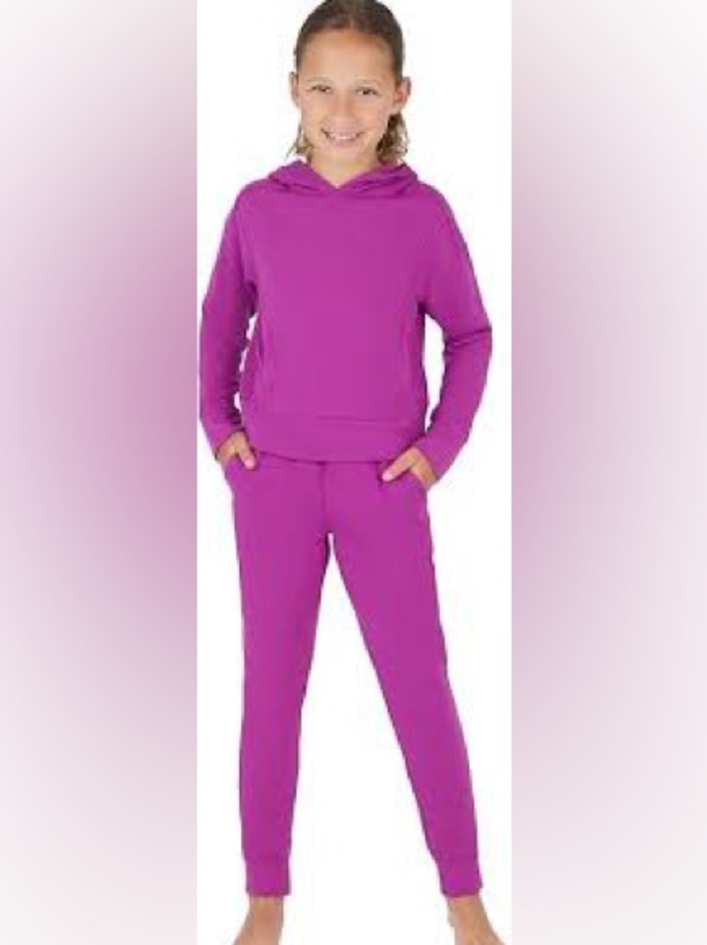 Yogalicious Terry Alana girls 2 pc purple wine pullover jogger set size 10